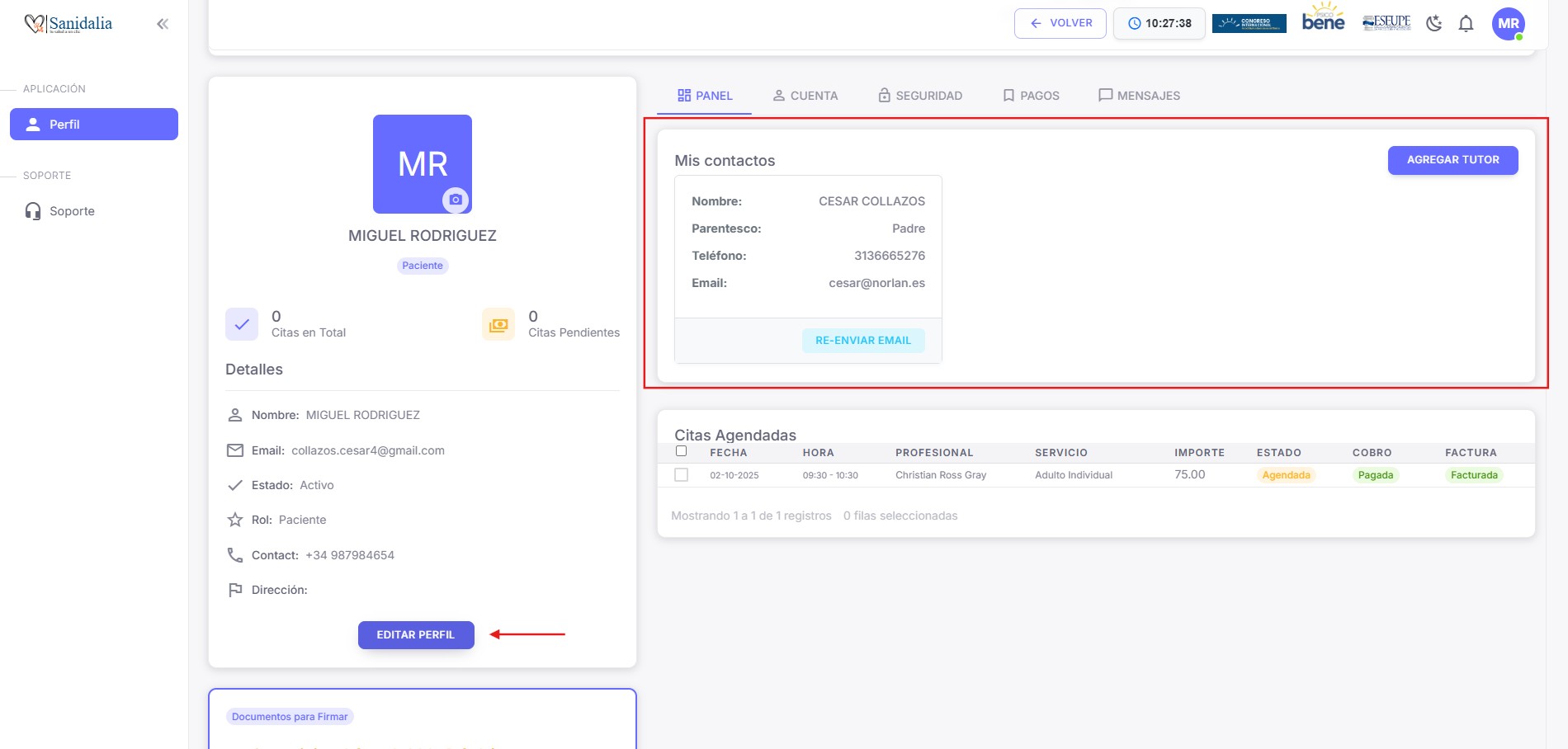 Perfil y contactos