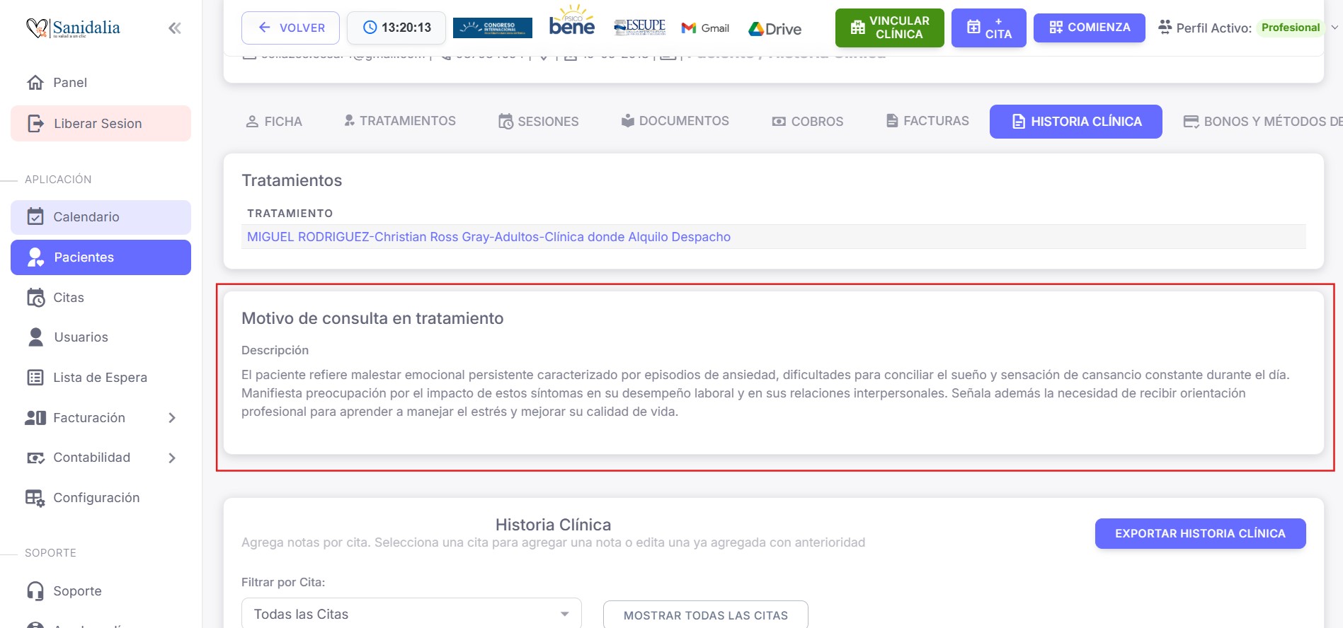 Motivo de consulta