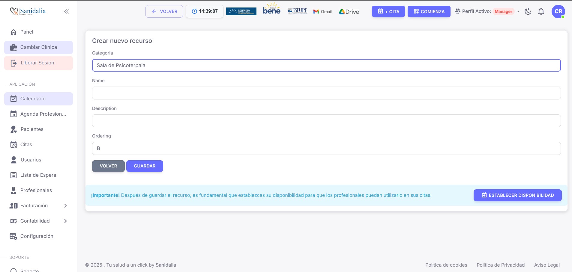 Formulario Nuevo recurso