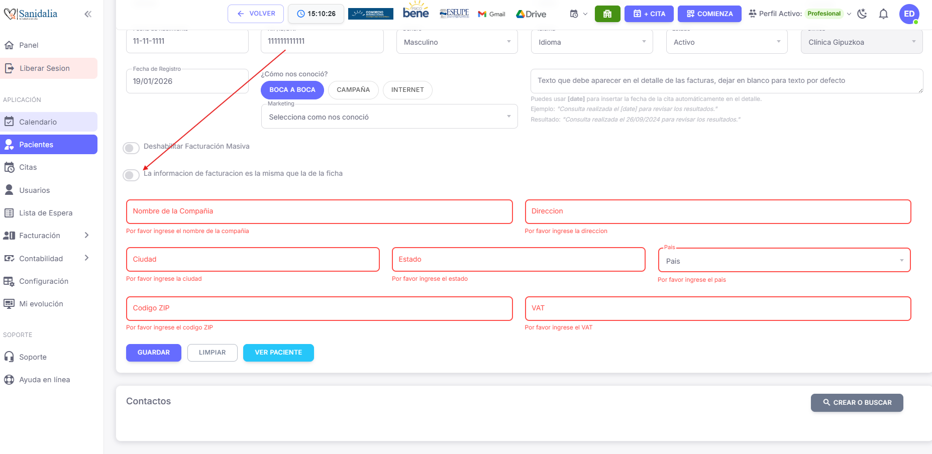 Formulario datos fiscales manuales