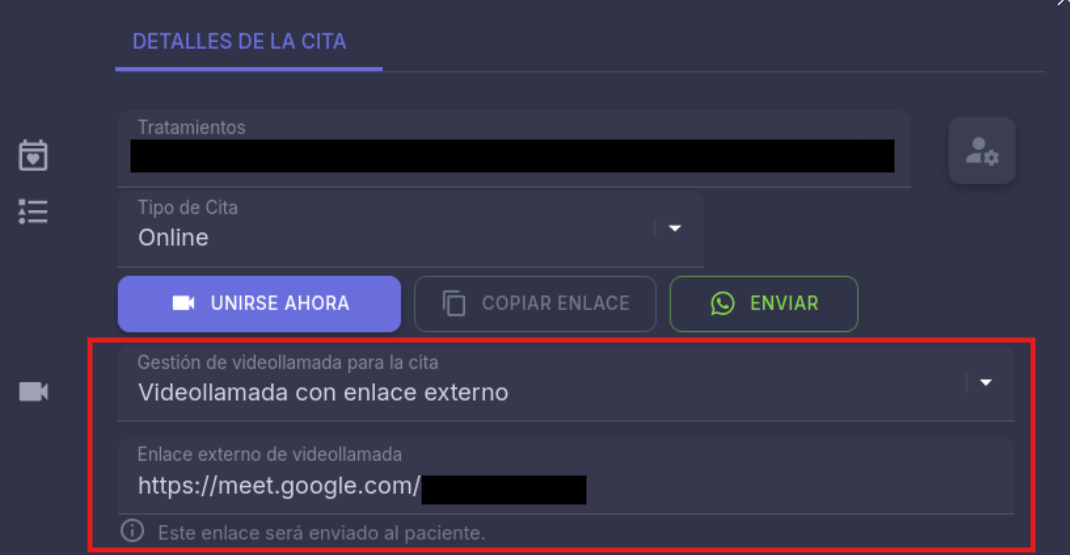 Campo de URL fija en el perfil del profesional