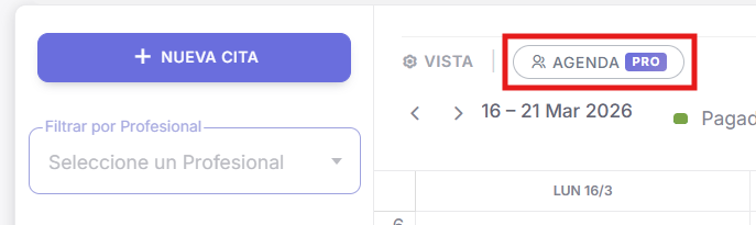Botón Agenda Pro en Sanidalia