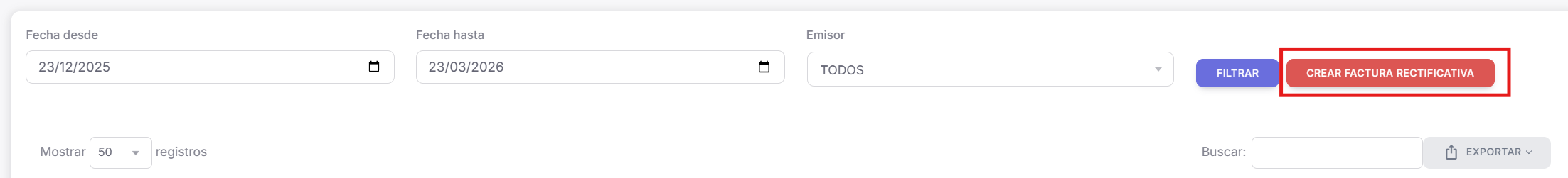 Seleccionar origen y motivo de factura rectificativa