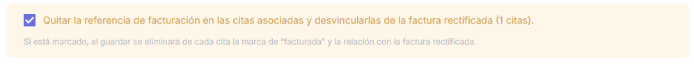 Seleccionar origen y motivo de factura rectificativa