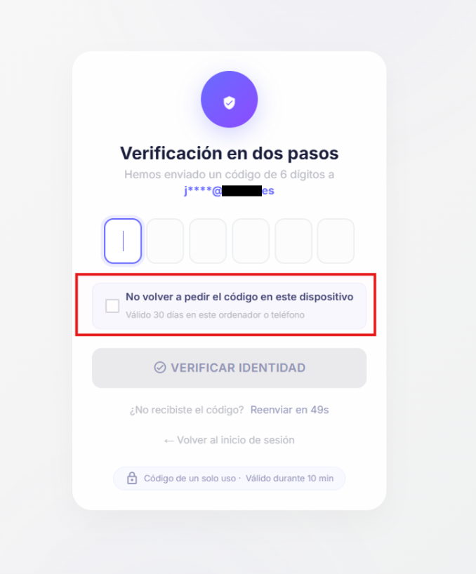 Ejemplo del panel del código