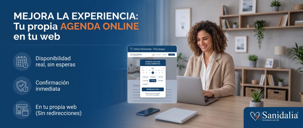 Paciente agendando cita mediante sistema de reserva online